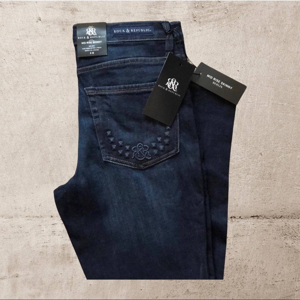 🎸NWT! Rock & Republic Mid Rise Skinny Jeans 8M